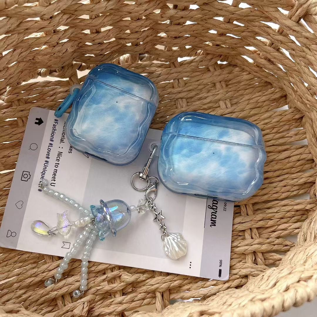 Blue Sky AirPods Case with Jelly Beaded Charm
